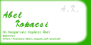 abel kopacsi business card