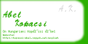 abel kopacsi business card